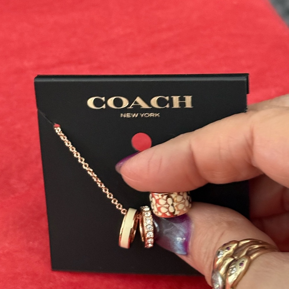 NWT Coach Gold and white crystals Necklace - Picture 3 of 8